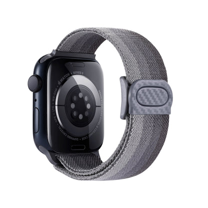 For Apple Watch Ultra 49mm Carbon Fiber Texture Snap Buckle Nylon Watch Band(Gradient Grey) by buy2fix