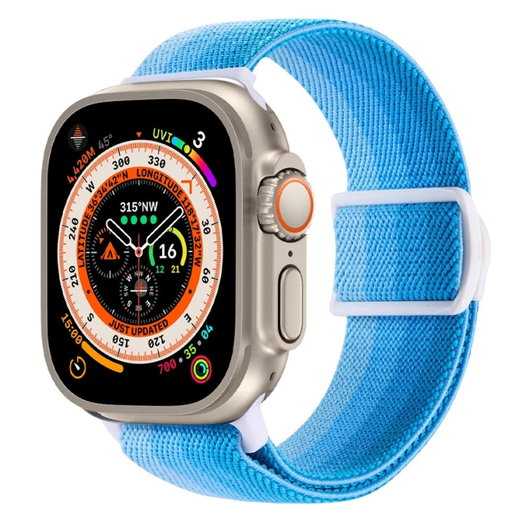 For Apple Watch Ultra 49mm Carbon Fiber Texture Snap Buckle Nylon Watch Band(Gradient Blue) by buy2fix