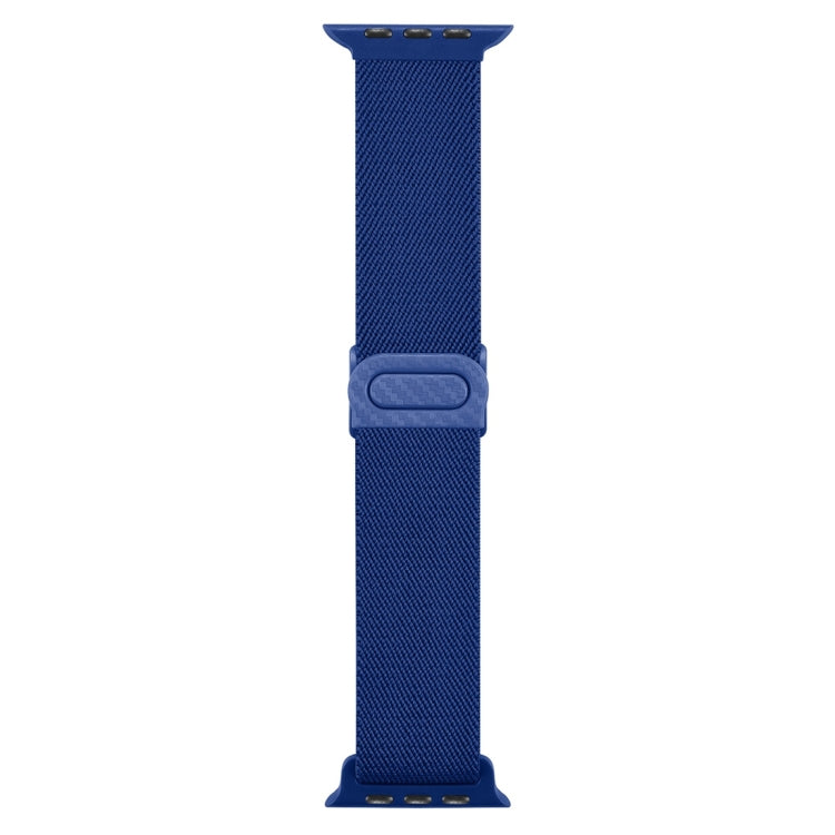 For Apple Watch Ultra 49mm Carbon Fiber Texture Snap Buckle Nylon Watch Band(Blue) by buy2fix