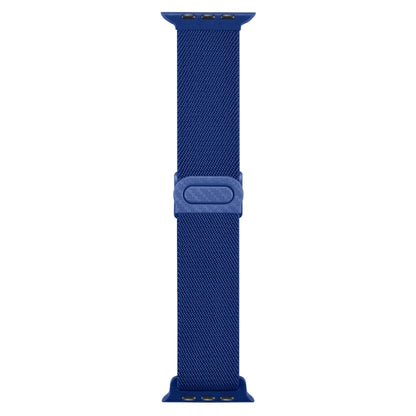 For Apple Watch Ultra 49mm Carbon Fiber Texture Snap Buckle Nylon Watch Band(Blue) by buy2fix