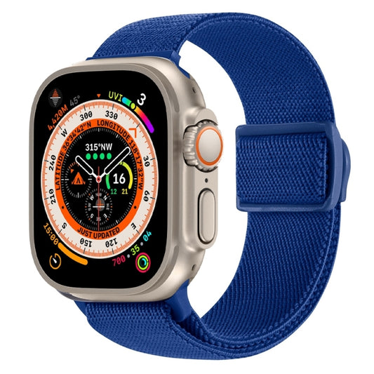 For Apple Watch Ultra 49mm Carbon Fiber Texture Snap Buckle Nylon Watch Band(Blue) by buy2fix