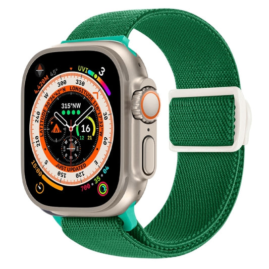 For Apple Watch Ultra 49mm Carbon Fiber Texture Snap Buckle Nylon Watch Band(Green) by buy2fix
