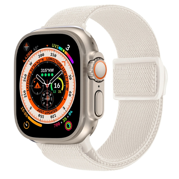 For Apple Watch Ultra 49mm Carbon Fiber Texture Snap Buckle Nylon Watch Band(Starlight) by buy2fix
