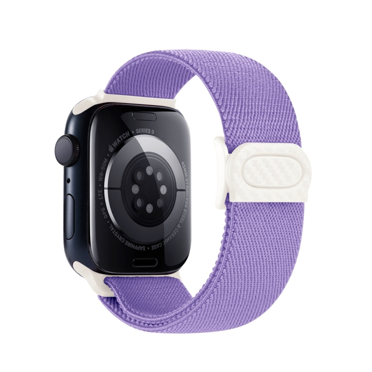 For Apple Watch Ultra 49mm Carbon Fiber Texture Snap Buckle Nylon Watch Band(Purple) by buy2fix
