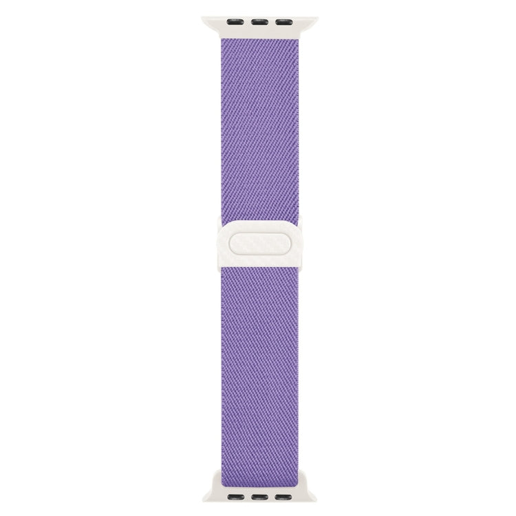 For Apple Watch Ultra 49mm Carbon Fiber Texture Snap Buckle Nylon Watch Band(Purple) by buy2fix