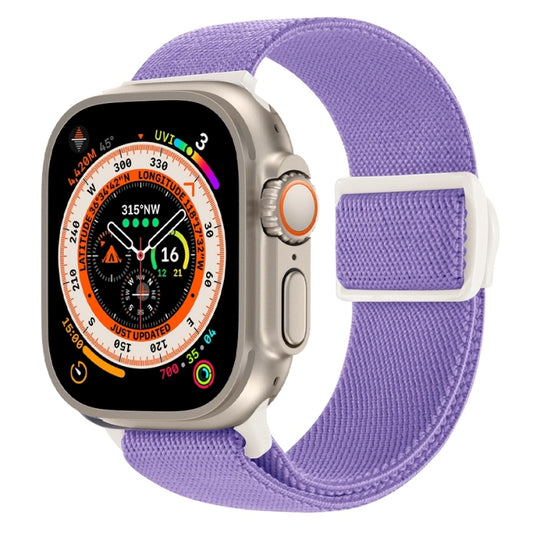 For Apple Watch Ultra 49mm Carbon Fiber Texture Snap Buckle Nylon Watch Band(Purple) by buy2fix