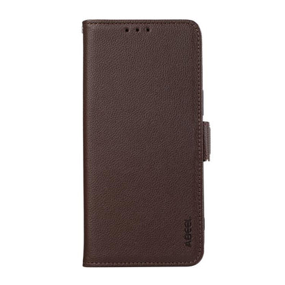 For iPhone Air ABEEL Side-Magnetic Litchi Pattern Leather RFID Phone Case(Brown) - iPhone Air Cases by buy2fix | Online Shopping UK | buy2fix