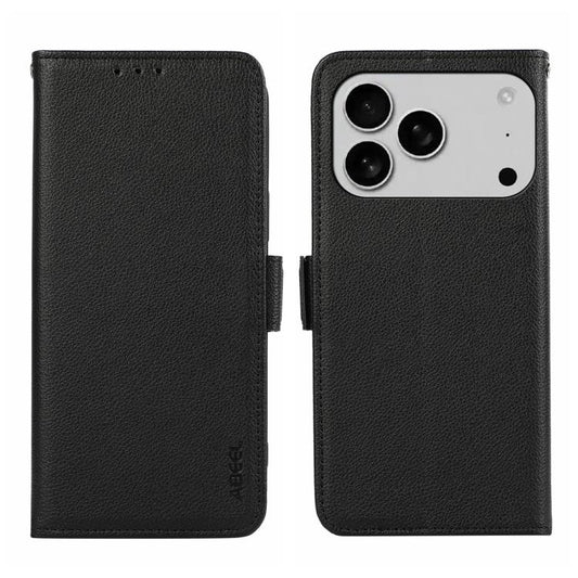 For iPhone 17 Pro ABEEL Side-Magnetic Litchi Pattern Leather RFID Phone Case(Black) - iPhone 17 Pro Cases by buy2fix | Online Shopping UK | buy2fix