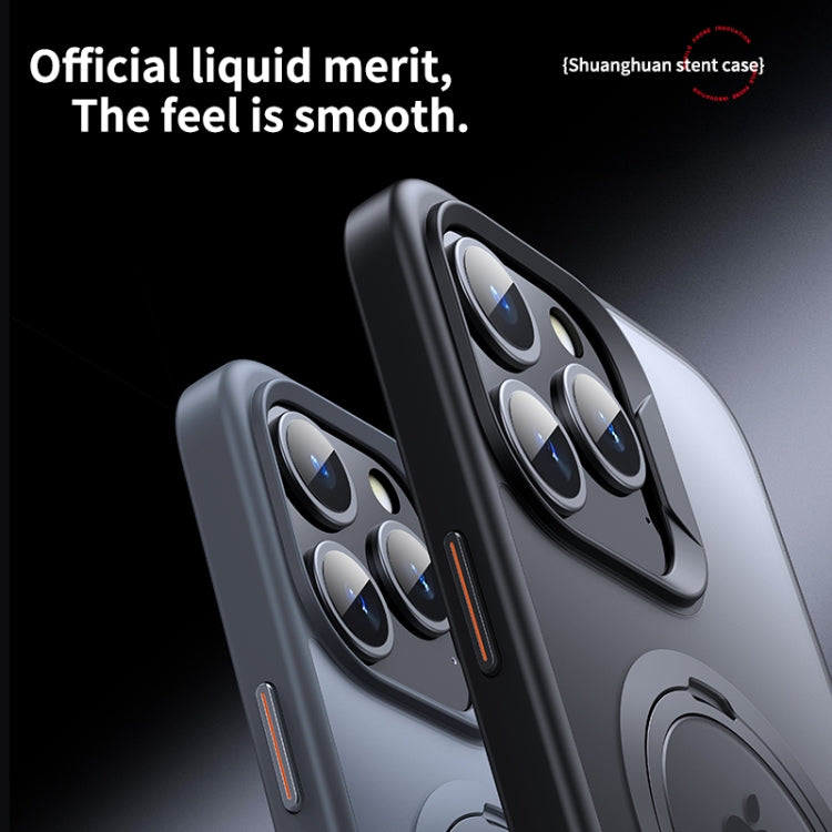 For iPhone 13 Pro Double Ring MagSafe Magnetic Holder Phone Case(Matte Black) by buy2fix