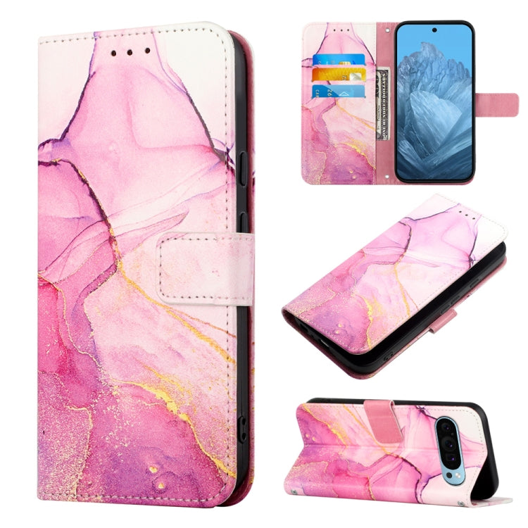 For Google Pixel 9 PT003 Marble Pattern Flip Leather Phone Case(Pink Purple Gold) by buy2fix