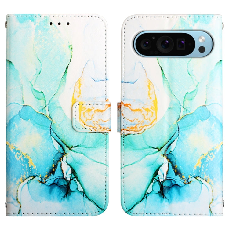 For Google Pixel 9 PT003 Marble Pattern Flip Leather Phone Case(Green) by buy2fix