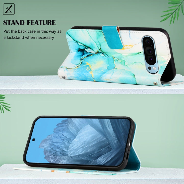 For Google Pixel 9 PT003 Marble Pattern Flip Leather Phone Case(Green) by buy2fix