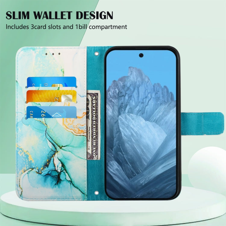 For Google Pixel 9 PT003 Marble Pattern Flip Leather Phone Case(Green) by buy2fix