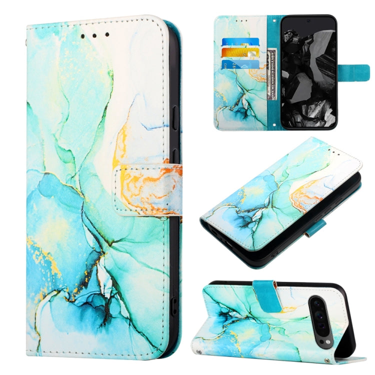 For Google Pixel 9 Pro PT003 Marble Pattern Flip Leather Phone Case(Green) by buy2fix