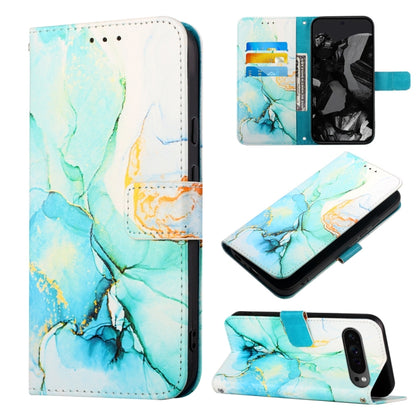 For Google Pixel 9 Pro PT003 Marble Pattern Flip Leather Phone Case(Green) by buy2fix
