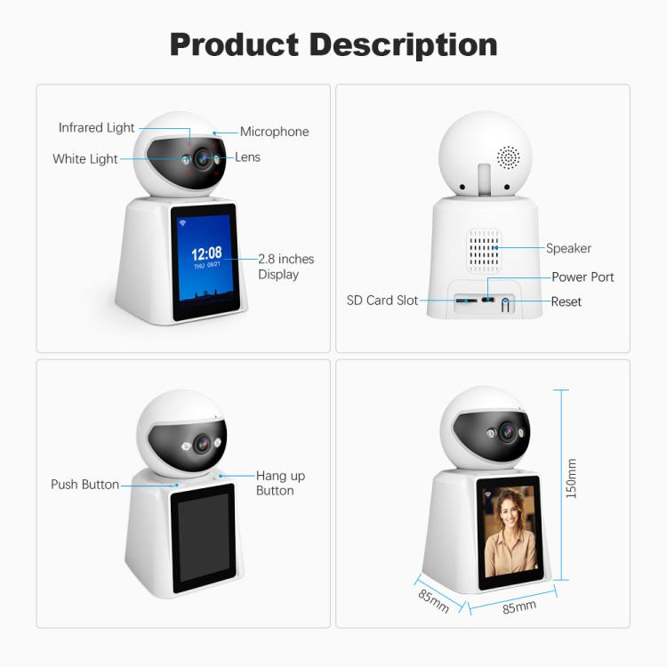 Srihome SH053 4MP 2.8 inch IPS Screen Smart Video Calling IP Camera Baby Monitor(EU Plug) - Baby Monitor by SriHome | Online Shopping UK | buy2fix