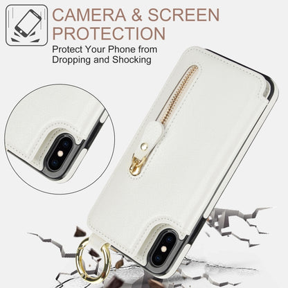 For iPhone XS / X Litchi Texture Zipper Double Buckle Card Bag Phone Case(White) - More iPhone Cases by buy2fix | Online Shopping UK | buy2fix