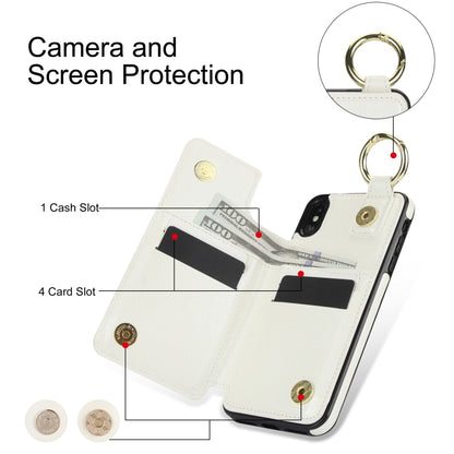 For iPhone XS / X Litchi Texture Zipper Double Buckle Card Bag Phone Case(White) - More iPhone Cases by buy2fix | Online Shopping UK | buy2fix