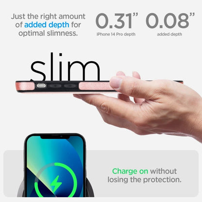 For iPhone 14 Retro Leather Invisible Stand MagSafe Phone Case(Rose Gold) by buy2fix