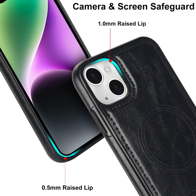 For iPhone 13 Retro Leather Invisible Stand MagSafe Phone Case(Black) by buy2fix