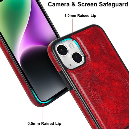 For iPhone 13 mini Retro Leather Invisible Stand MagSafe Phone Case(Red) by buy2fix