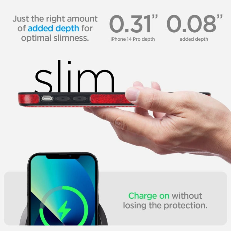 For iPhone 13 mini Retro Leather Invisible Stand MagSafe Phone Case(Red) by buy2fix