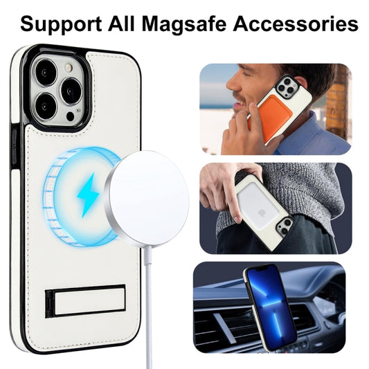 For iPhone 13 Pro Max Retro Leather Invisible Stand MagSafe Phone Case(White) by buy2fix
