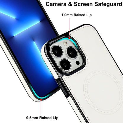 For iPhone 13 Pro Max Retro Leather Invisible Stand MagSafe Phone Case(White) by buy2fix