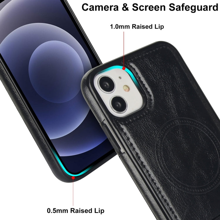 For iPhone 12 / 12 Pro Retro Leather Invisible Stand MagSafe Phone Case(Black) by buy2fix