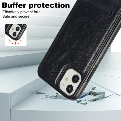 For iPhone 12 / 12 Pro Retro Leather Invisible Stand MagSafe Phone Case(Black) by buy2fix