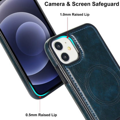 For iPhone 12 / 12 Pro Retro Leather Invisible Stand MagSafe Phone Case(Blue) by buy2fix