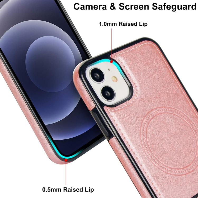 For iPhone 12 mini Retro Leather Invisible Stand MagSafe Phone Case(Rose Gold) by buy2fix