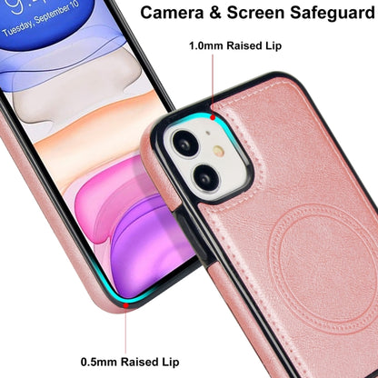 For iPhone 11 Retro Leather Invisible Stand MagSafe Phone Case(Rose Gold) by buy2fix