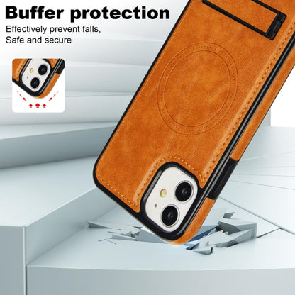 For iPhone 11 Retro Leather Invisible Stand MagSafe Phone Case(Yellow) by buy2fix