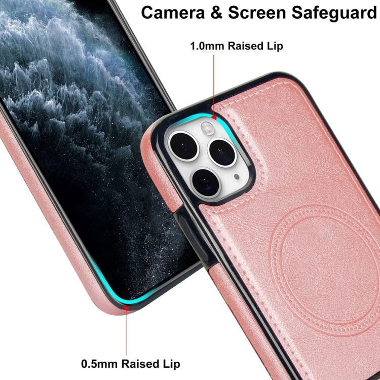 For iPhone 11 Pro Retro Leather Invisible Stand MagSafe Phone Case(Rose Gold) by buy2fix