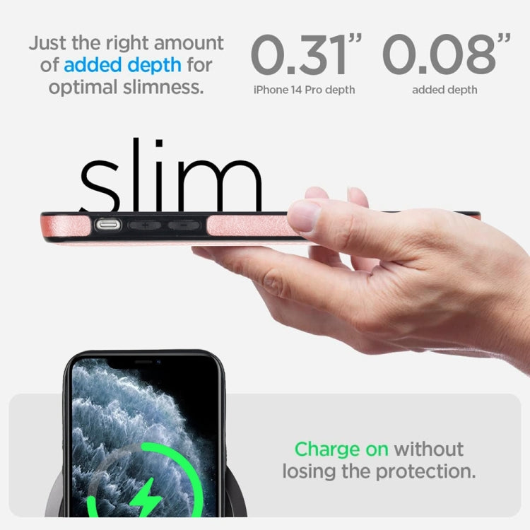 For iPhone 11 Pro Retro Leather Invisible Stand MagSafe Phone Case(Rose Gold) by buy2fix