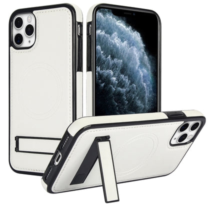For iPhone 11 Pro Max Retro Leather Invisible Stand MagSafe Phone Case(White) by buy2fix