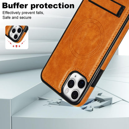 For iPhone 11 Pro Max Retro Leather Invisible Stand MagSafe Phone Case(Yellow) by buy2fix