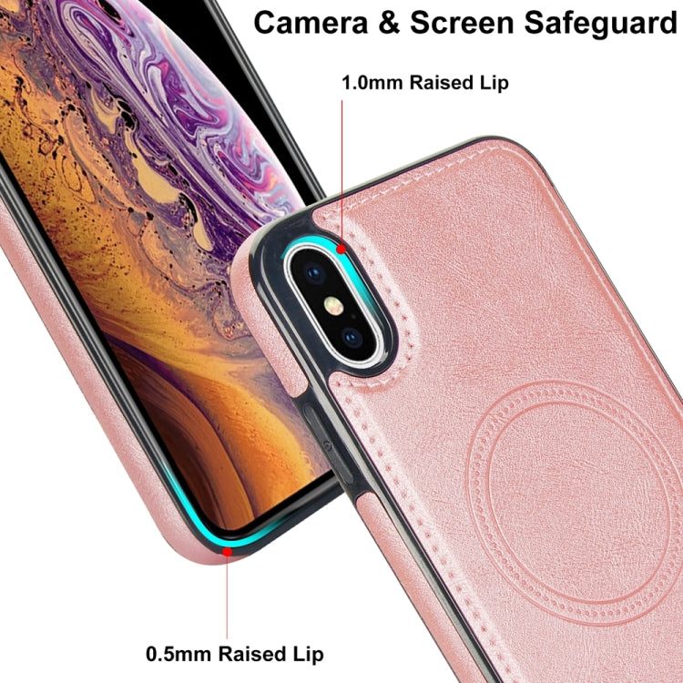 For iPhone XS Max Retro Leather Invisible Stand MagSafe Phone Case(Rose Gold) by buy2fix