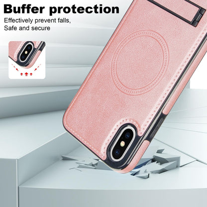 For iPhone XS Max Retro Leather Invisible Stand MagSafe Phone Case(Rose Gold) by buy2fix