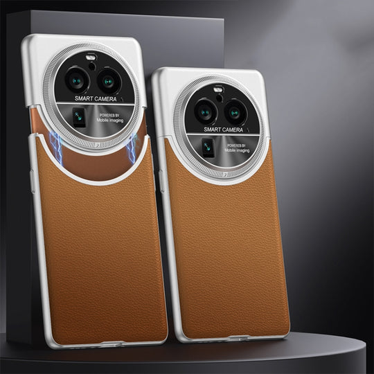 For OPPO Find X6 Pro GKK Mortise-Tenon Connection Contrast Color Leather Shockproof Phone Case(Brown)