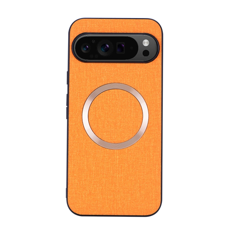 For Google Pixel 9 CD Magnetic Ring Cloth Texture PU Phone Case(Orange) by buy2fix