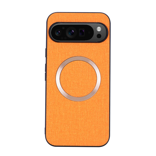 For Google Pixel 9 CD Magnetic Ring Cloth Texture PU Phone Case(Orange) by buy2fix