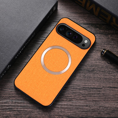 For Google Pixel 9 CD Magnetic Ring Cloth Texture PU Phone Case(Orange) by buy2fix