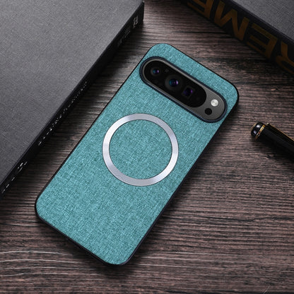 For Google Pixel 9 Pro CD Magnetic Ring Cloth Texture PU Phone Case(Blue) by buy2fix