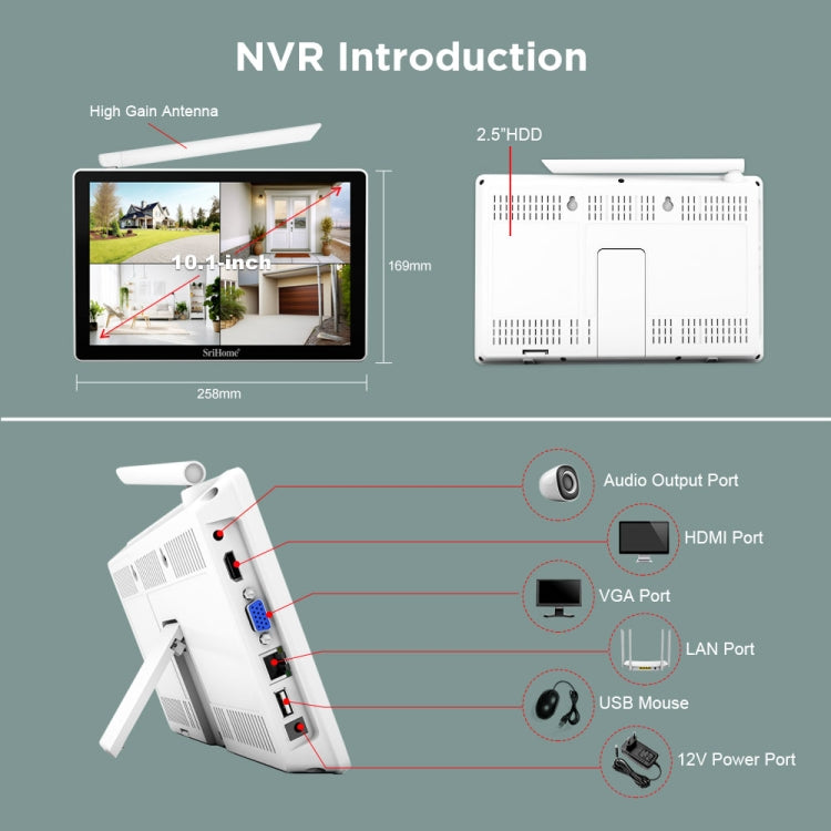 SriHome NVS010-IPC047 Ultra HD 4 Channel WiFi Network Video Recorder Set(AU Plug) - Video Recorder Kit by SriHome | Online Shopping UK | buy2fix