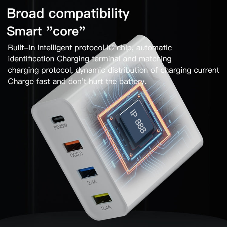 Ma-Ant 60W USB-C/Type-C+3 USB Multi-port Fast Charging Charger, Plug:EU Plug(White) by buy2fix