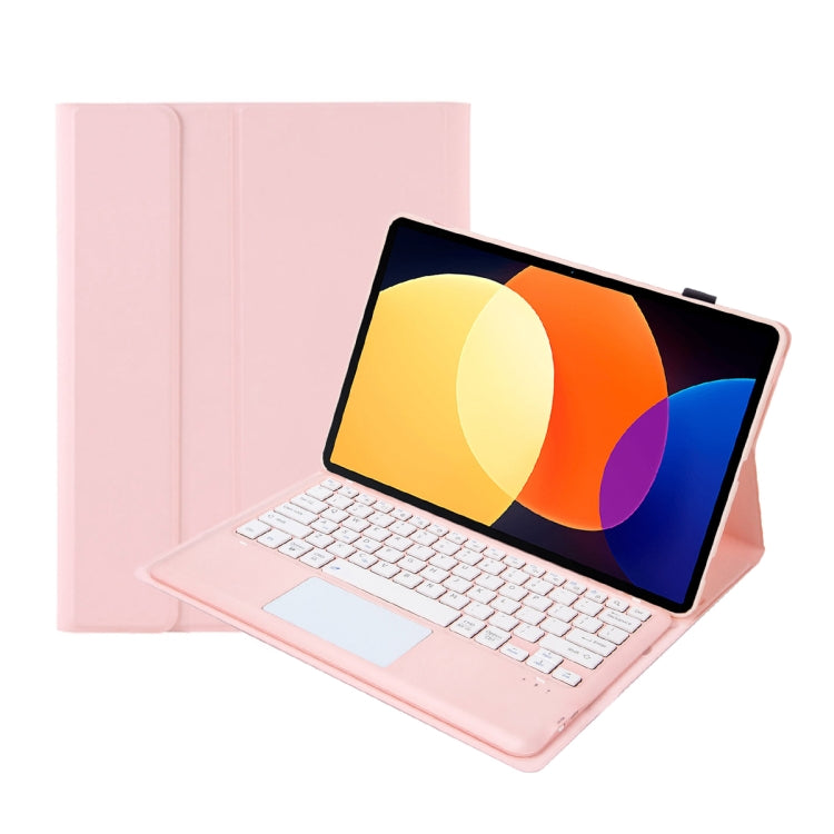 For Xiaomi Pad 6S Pro 12.4 Lambskin Texture Detachable Bluetooth Keyboard Leather Case with Touchpad(Pink) by buy2fix