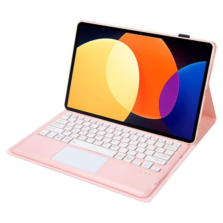For Xiaomi Pad 6S Pro 12.4 Lambskin Texture Detachable Bluetooth Keyboard Leather Case with Touchpad(Pink) by buy2fix