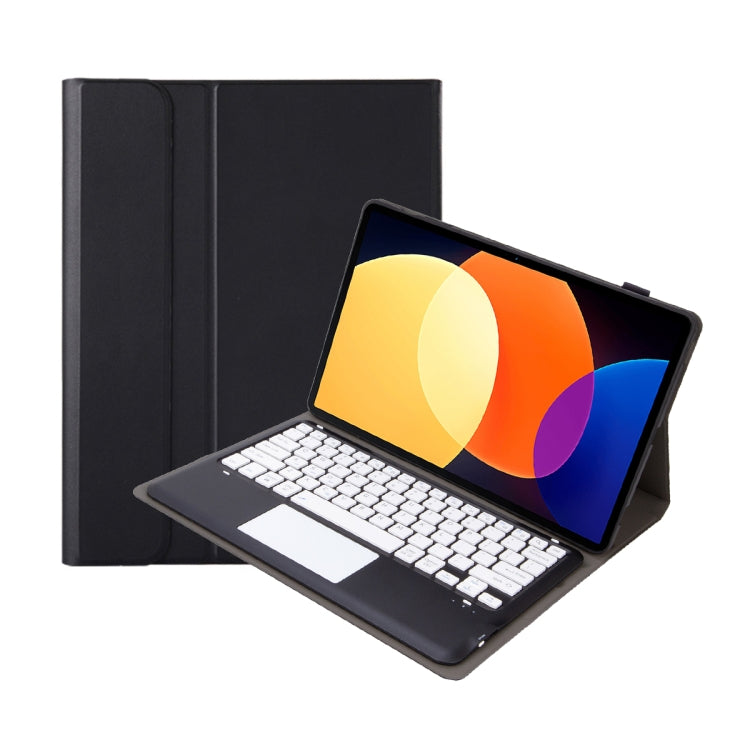 For Xiaomi Pad 6S Pro 12.4 Lambskin Texture Detachable Bluetooth Keyboard Leather Case with Touchpad(Black White) by buy2fix